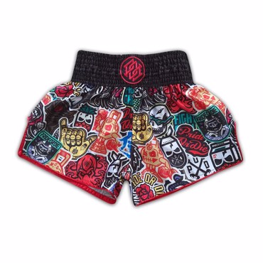 Pride Or Die Stickers Thai shorts - black